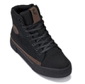 CALTO - S3422 - 2.4 Inches Taller (Black/Coffee Brown) - Cap Toe High Top Zip-Up Sneaker Boots