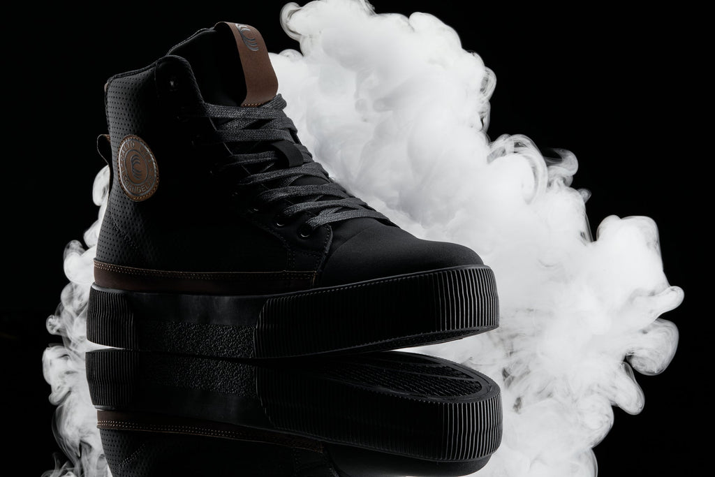 CALTO - S3422 - 2.4 Inches Taller (Black/Coffee Brown) - Cap Toe High Top Zip-Up Sneaker Boots
