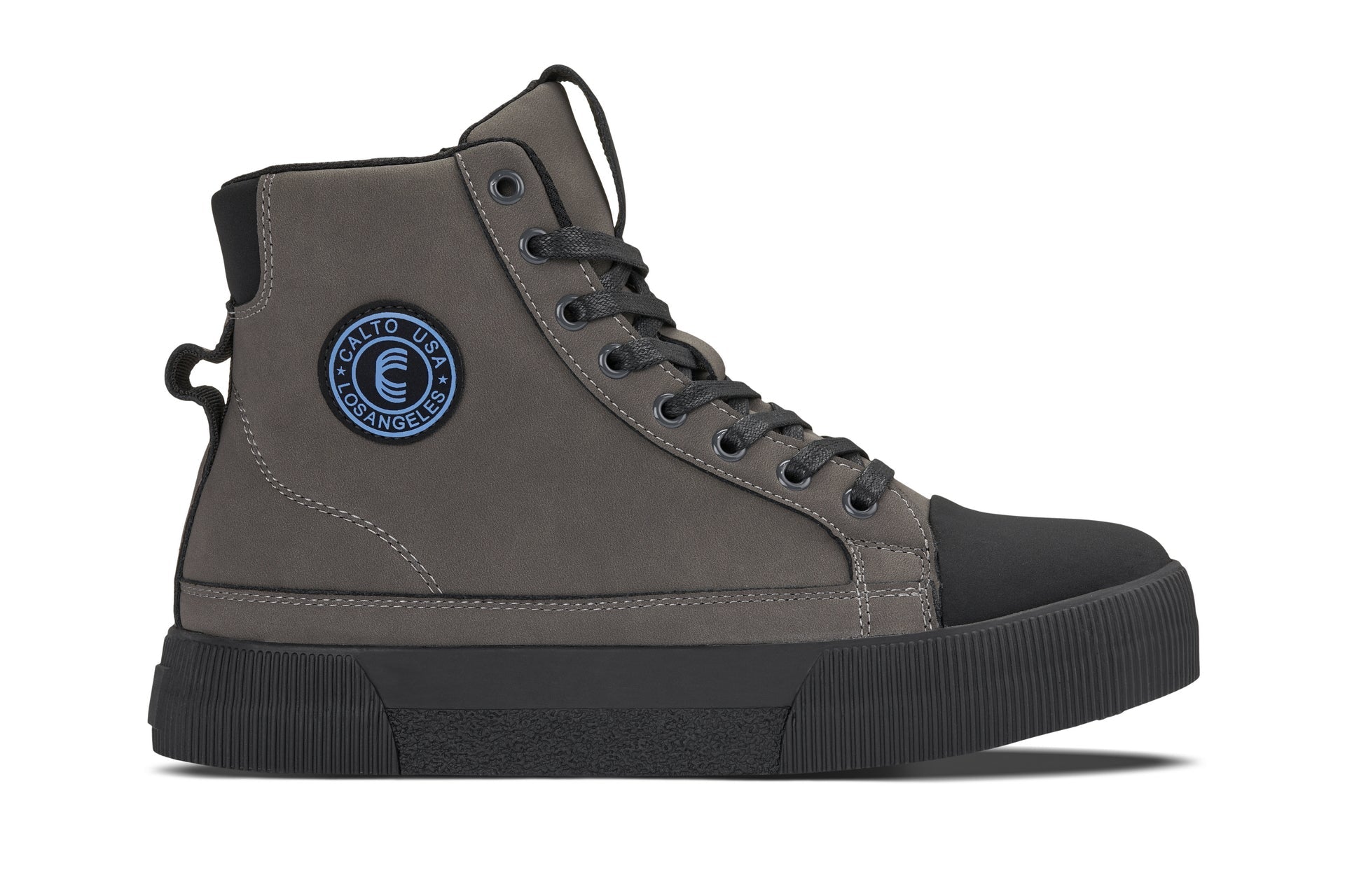 CALTO - S3423 - 2.4 Inches Taller (Grey) - Cap Toe High Top Zip-Up Sneaker Boots