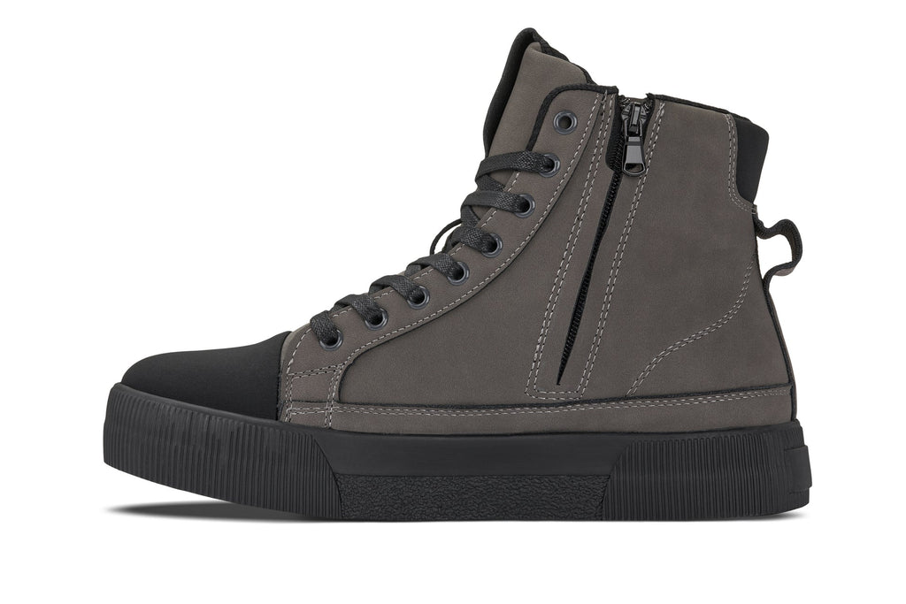 CALTO - S3423 - 2.4 Inches Taller (Grey) - Cap Toe High Top Zip-Up Sneaker Boots