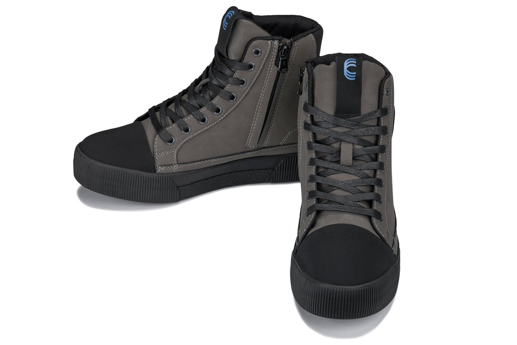 CALTO - S3423 - 2.4 Inches Taller (Grey) - Cap Toe High Top Zip-Up Sneaker Boots