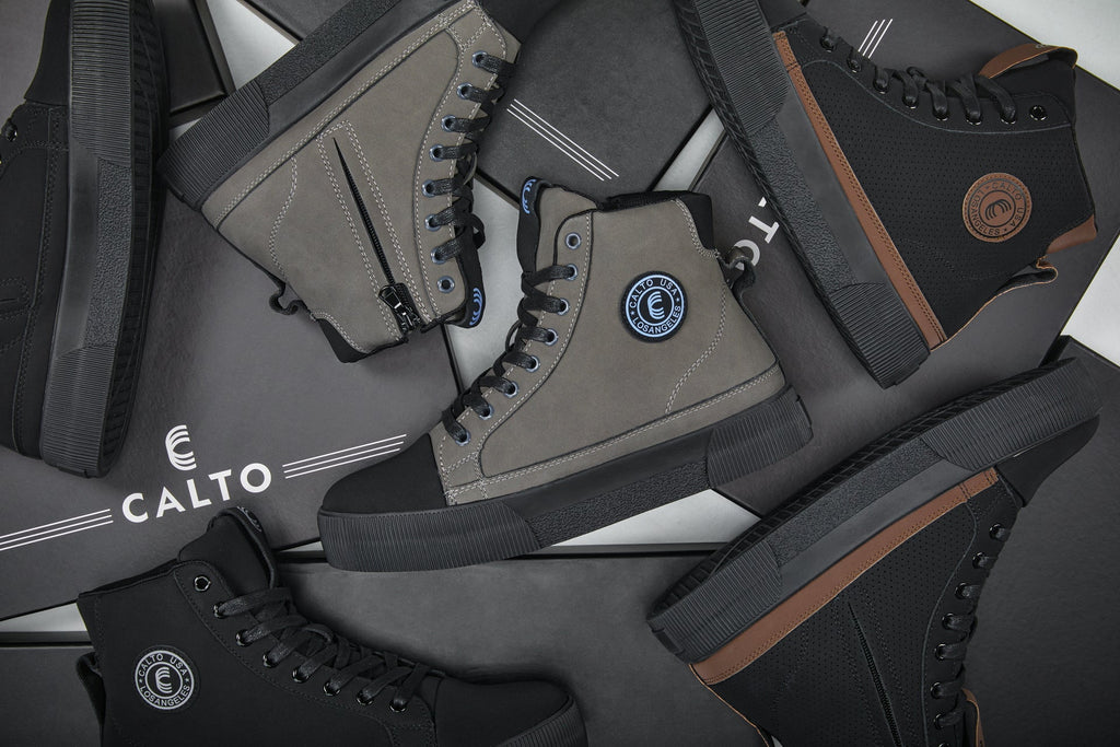 Men's Black Cap Toe High Top Zip-Up Sneaker Boots S3421