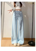 Gray High-Waist Loose Wide-Leg Straight Pants Women