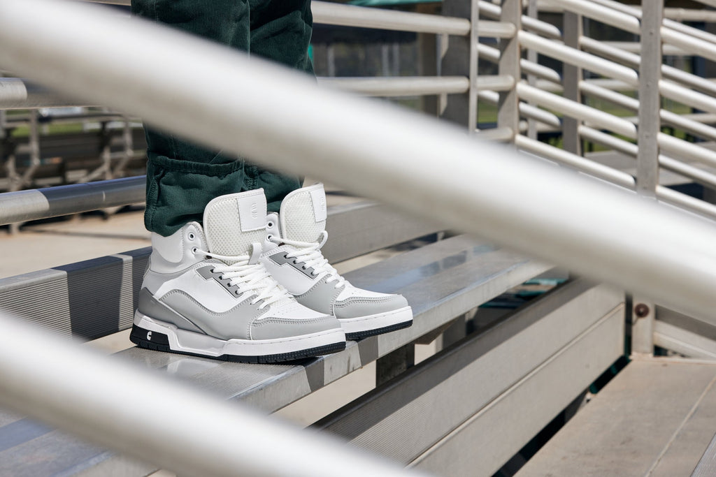 CALTO - S4751 - 3 Inches Taller (White/Grey) - High Top Sneakers