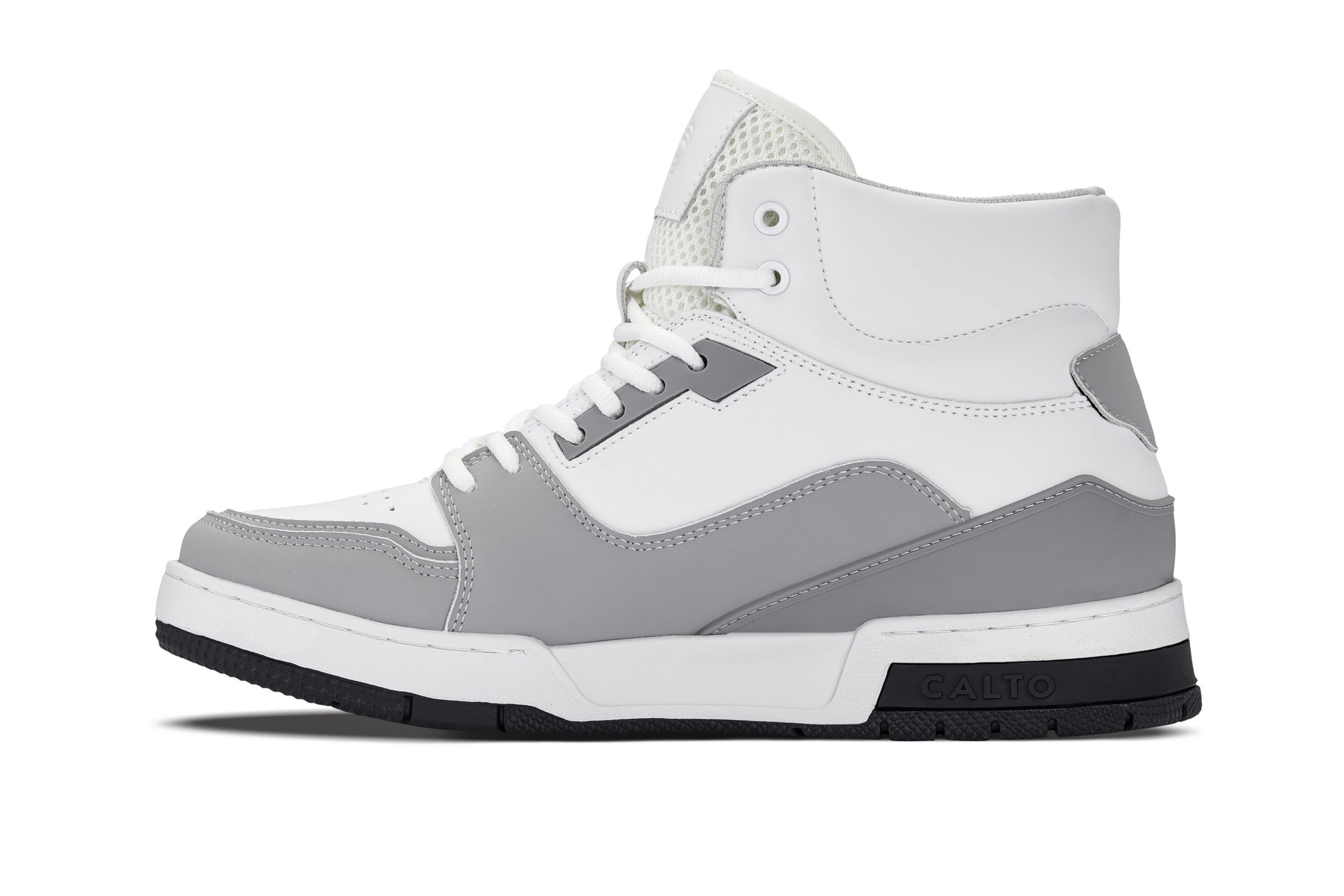 CALTO - S4751 - 3 Inches Taller (White/Grey) - High Top Sneakers