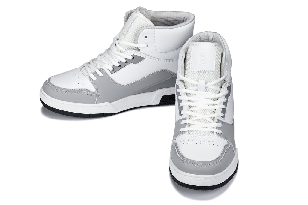 CALTO - S4751 - 3 Inches Taller (White/Grey) - High Top Sneakers