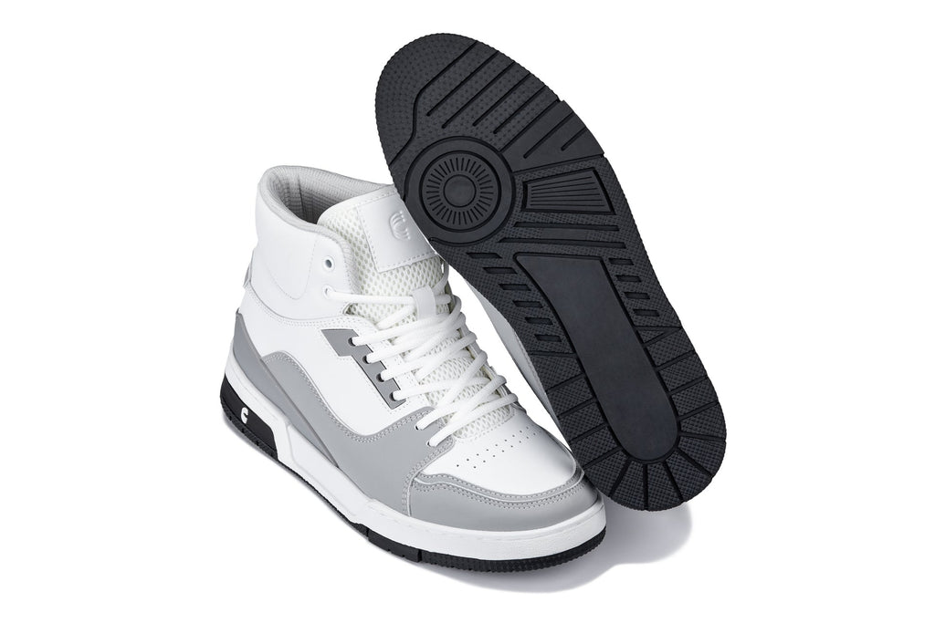 CALTO - S4751 - 3 Inches Taller (White/Grey) - High Top Sneakers
