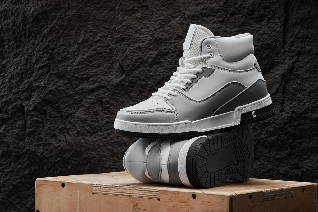 CALTO - S4751 - 3 Inches Taller (White/Grey) - High Top Sneakers
