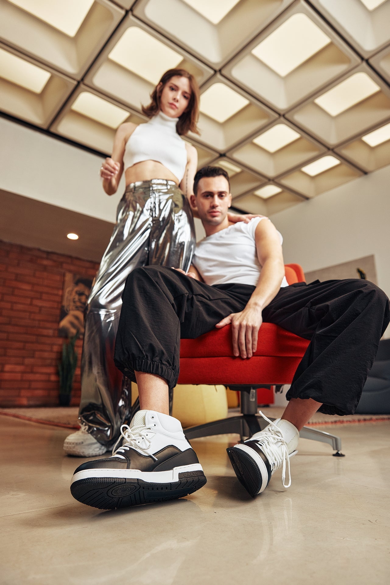 CALTO - S4752 - 3 Inches Taller (White/Black) - High Top Sneakers
