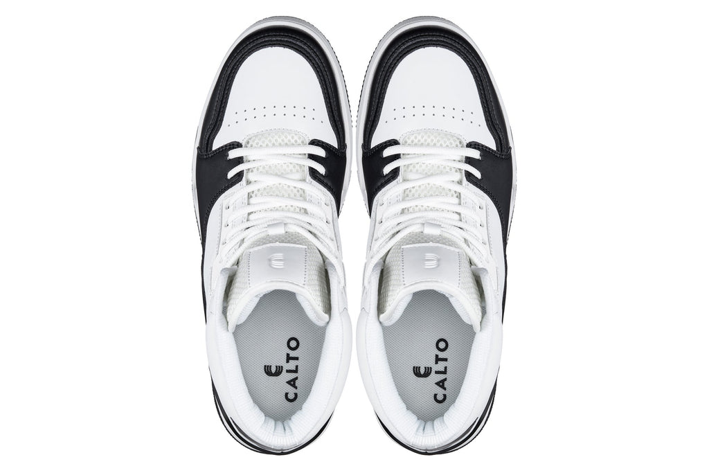 CALTO - S4752 - 3 Inches Taller (White/Black) - High Top Sneakers