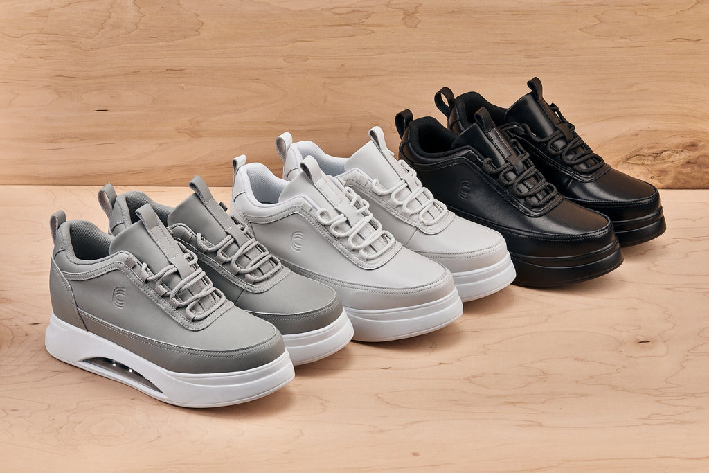 Men's Bone & White Chunky Elevated Platform Sneakers S4926