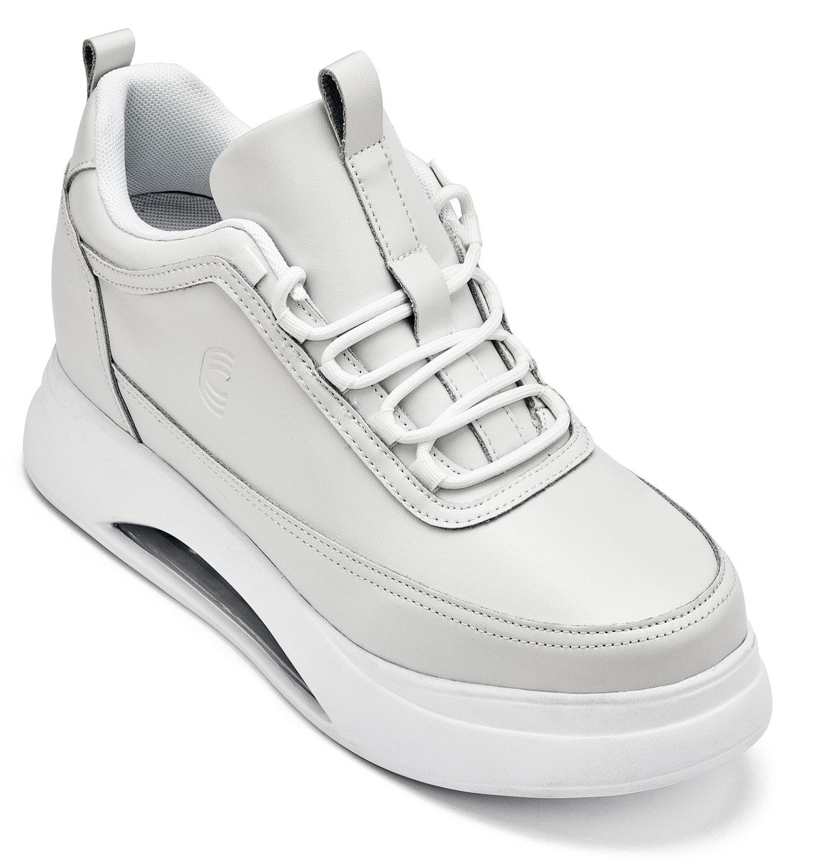 Men's Bone & White Chunky Elevated Platform Sneakers S4926