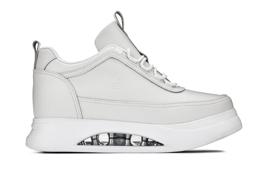 Men's Bone & White Chunky Elevated Platform Sneakers S4926