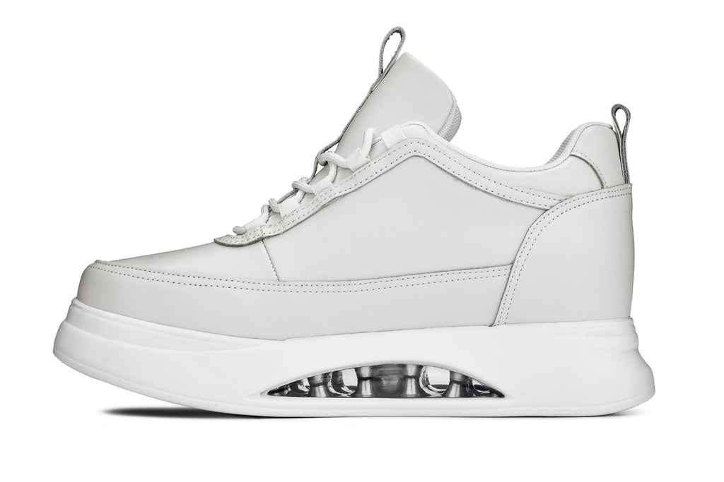 Men's Bone & White Chunky Elevated Platform Sneakers S4926