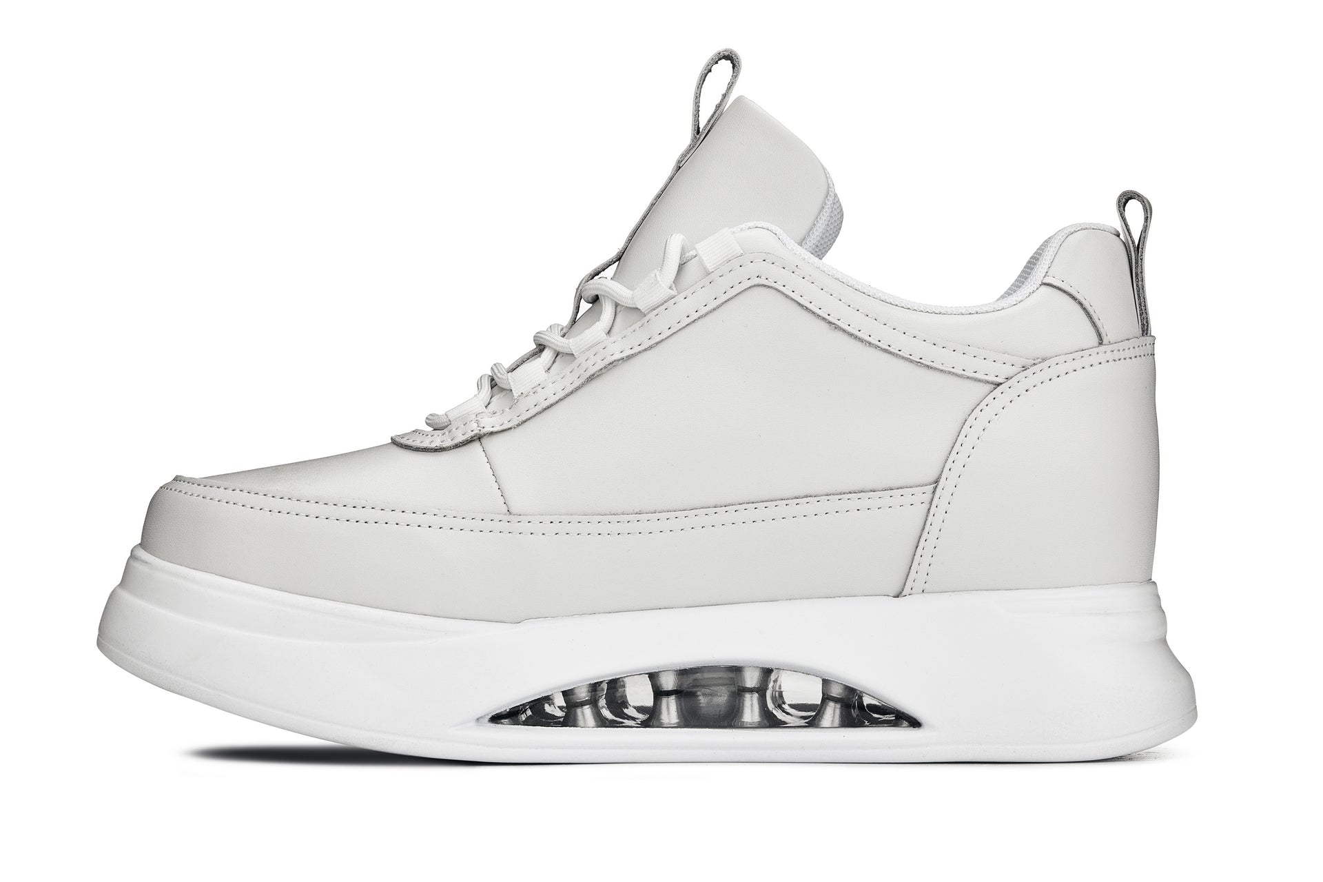 Men's Bone & White Chunky Elevated Platform Sneakers S4926