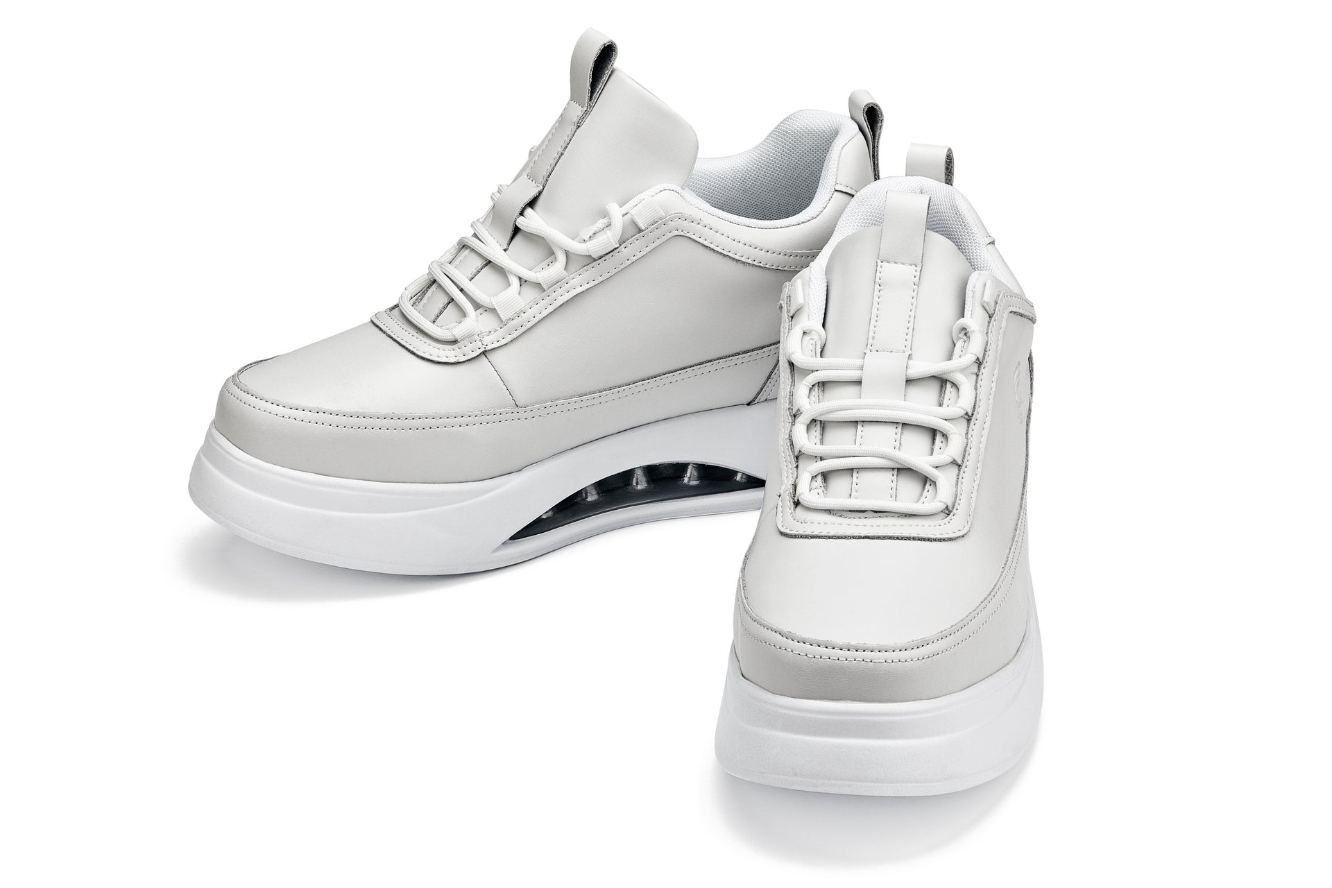 Men's Bone & White Chunky Elevated Platform Sneakers S4926