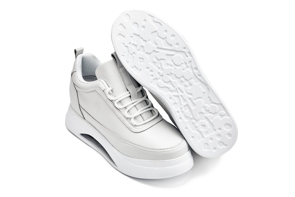 Men's Bone & White Chunky Elevated Platform Sneakers S4926