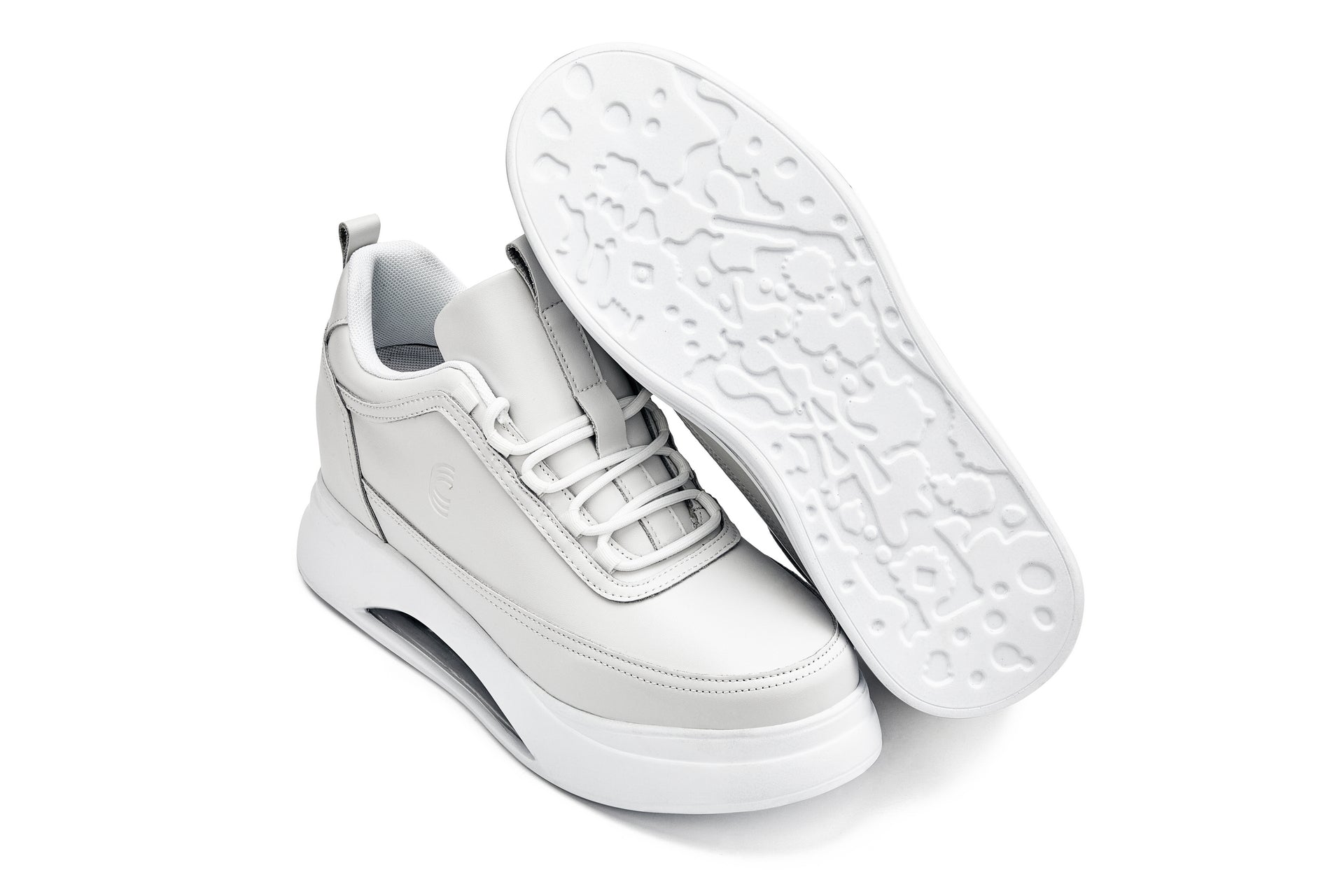 Men's Bone & White Chunky Elevated Platform Sneakers S4926