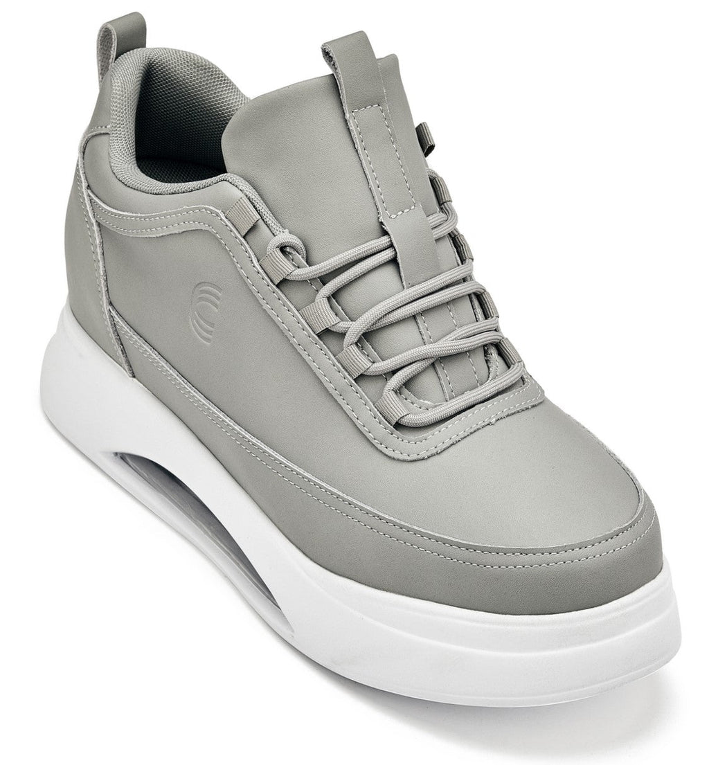 Men's Dove Grey & White Chunky Elevated Platform Sneakers S4927