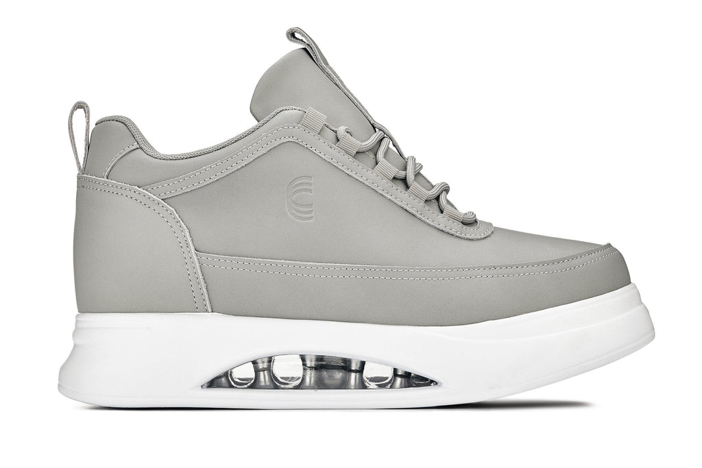 Men's Dove Grey & White Chunky Elevated Platform Sneakers S4927