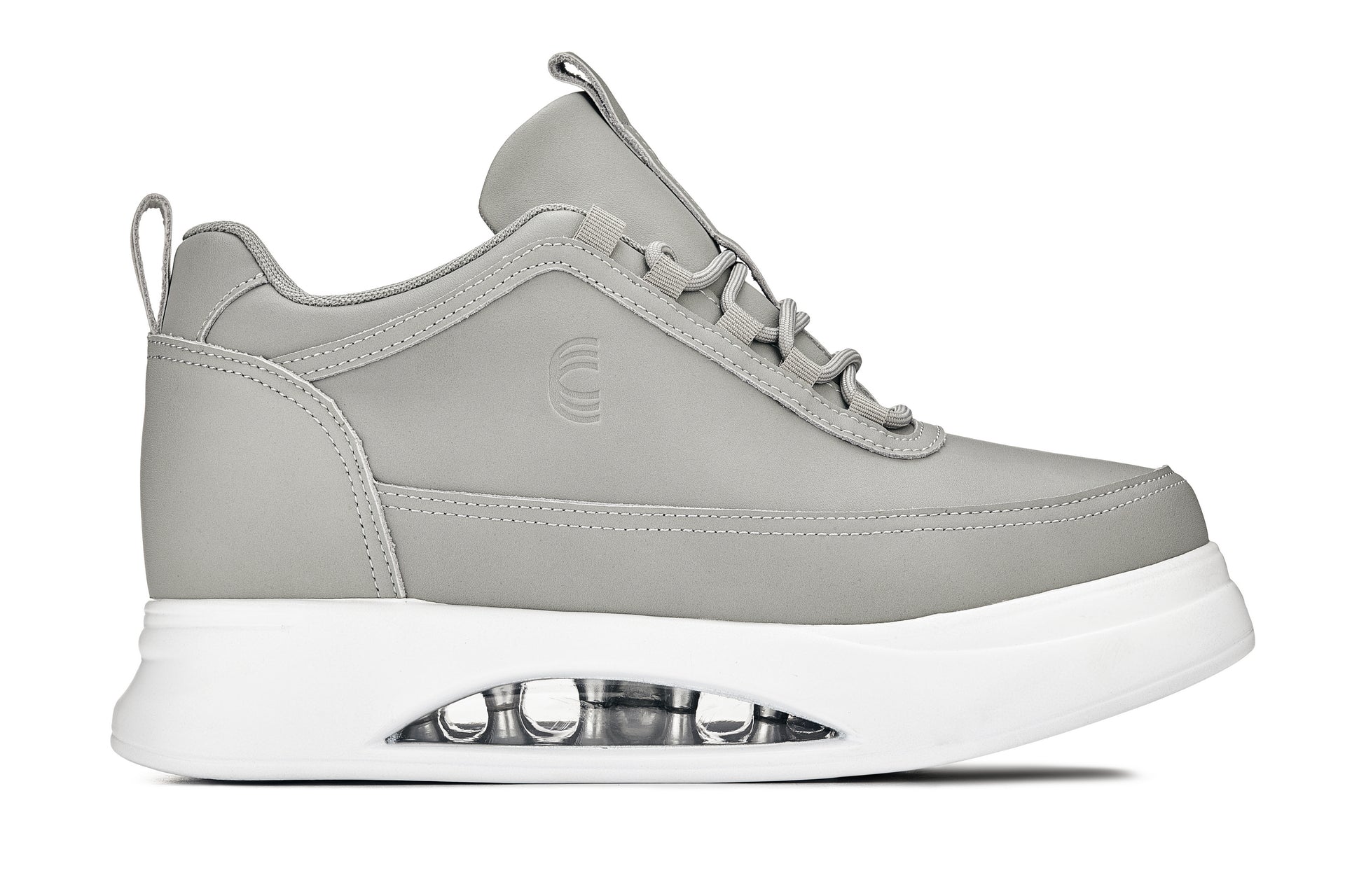 Men's Dove Grey & White Chunky Elevated Platform Sneakers S4927