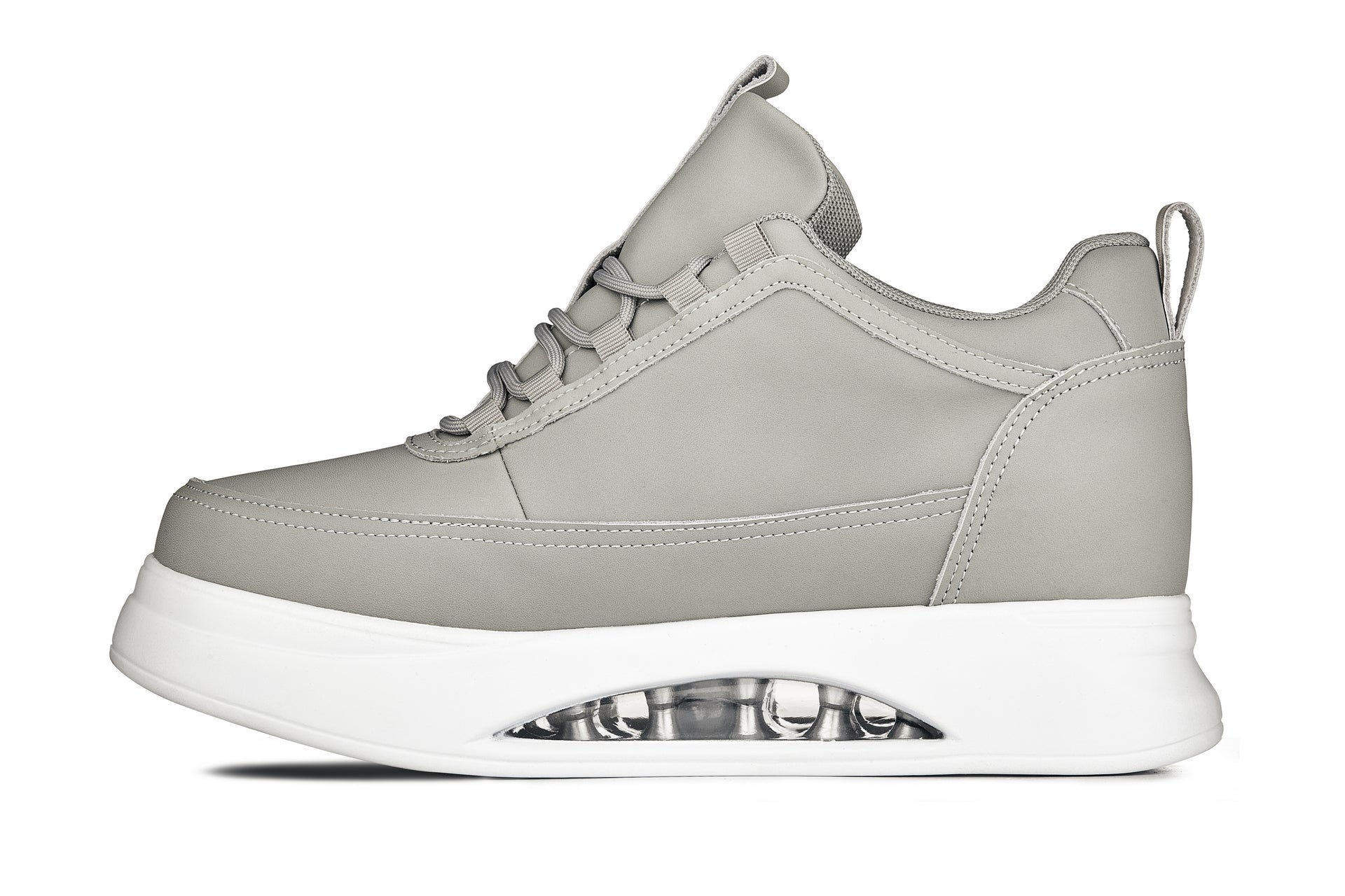Men's Dove Grey & White Chunky Elevated Platform Sneakers S4927