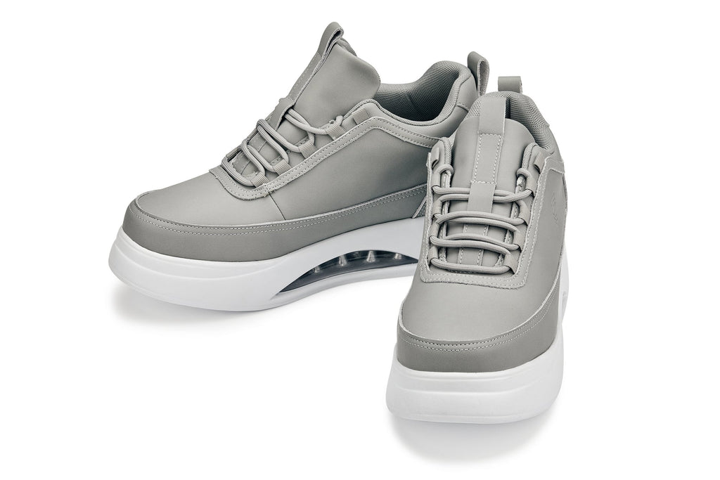 Men's Dove Grey & White Chunky Elevated Platform Sneakers S4927