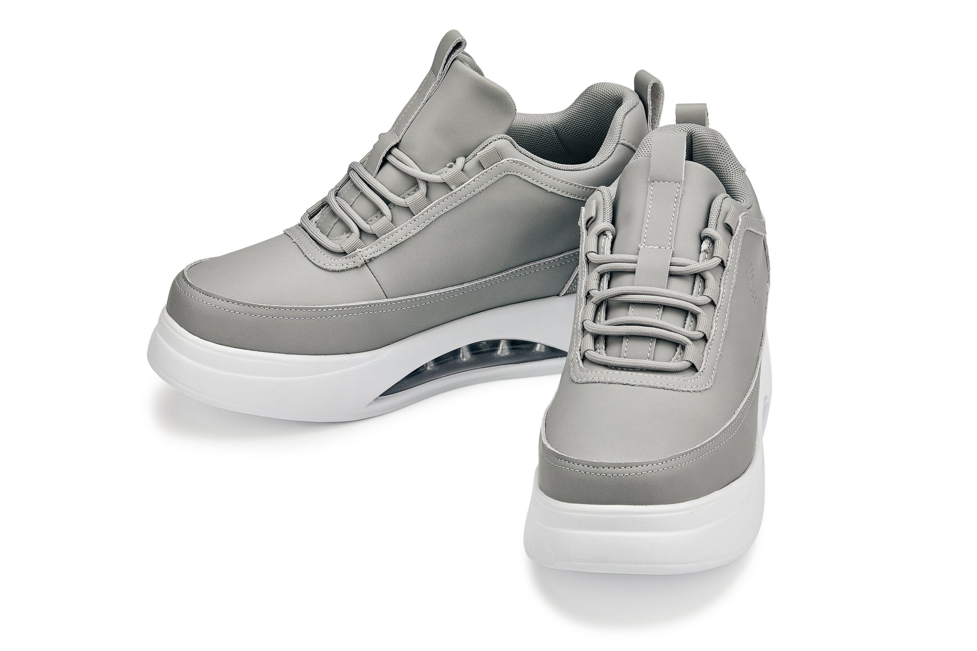 Men's Dove Grey & White Chunky Elevated Platform Sneakers S4927