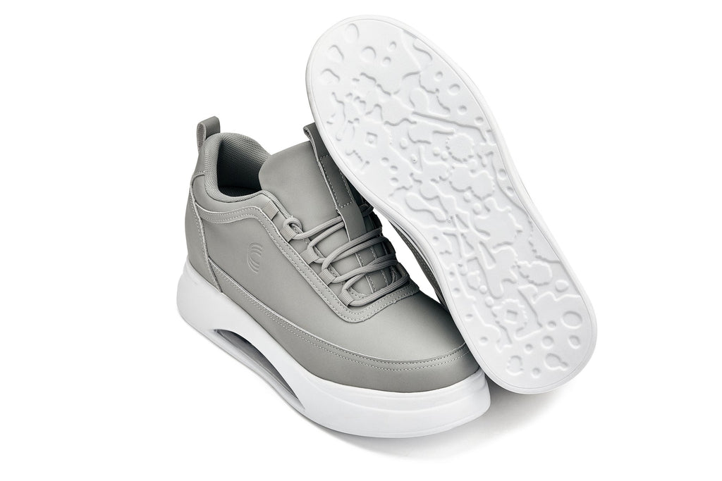 Men's Dove Grey & White Chunky Elevated Platform Sneakers S4927