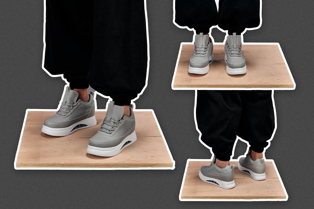 Men's Dove Grey & White Chunky Elevated Platform Sneakers S4927