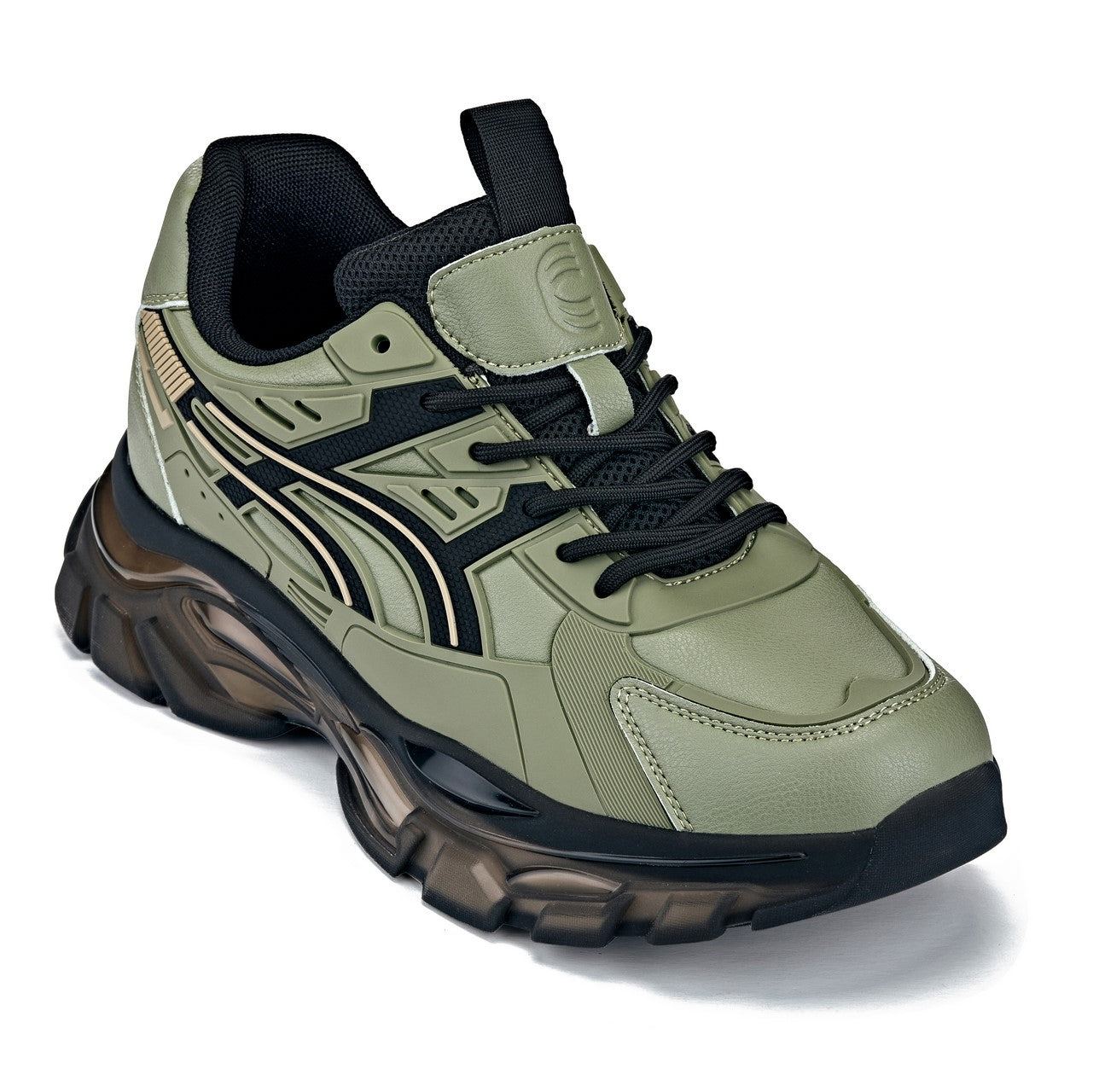 Men's Khaki Green Chunky Sole Sporty Sneakers S5284