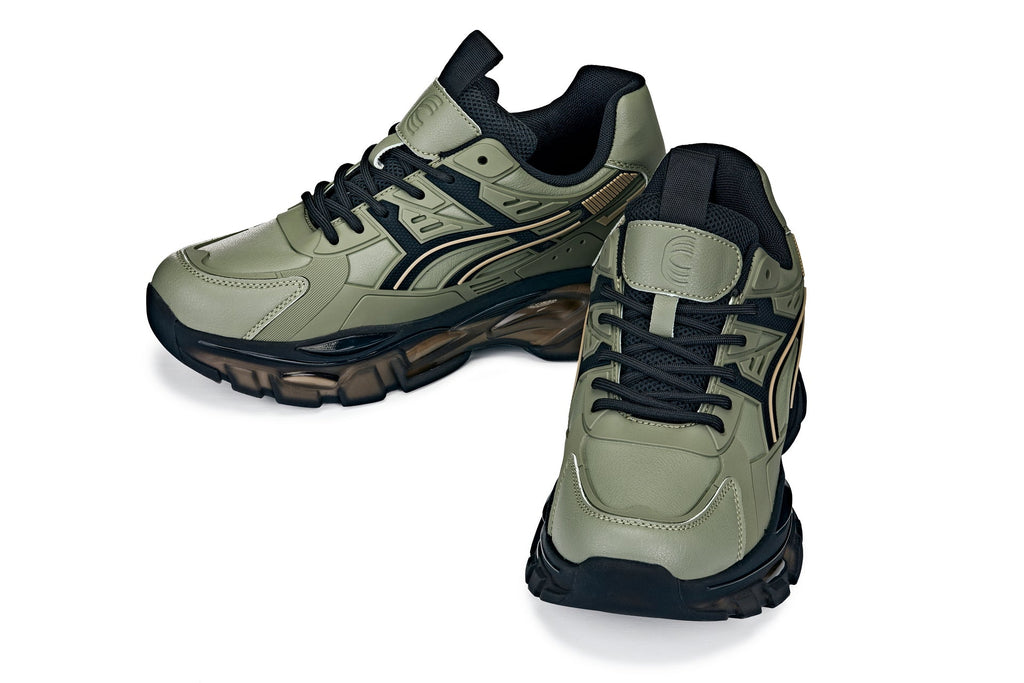 Men's Khaki Green Chunky Sole Sporty Sneakers S5284