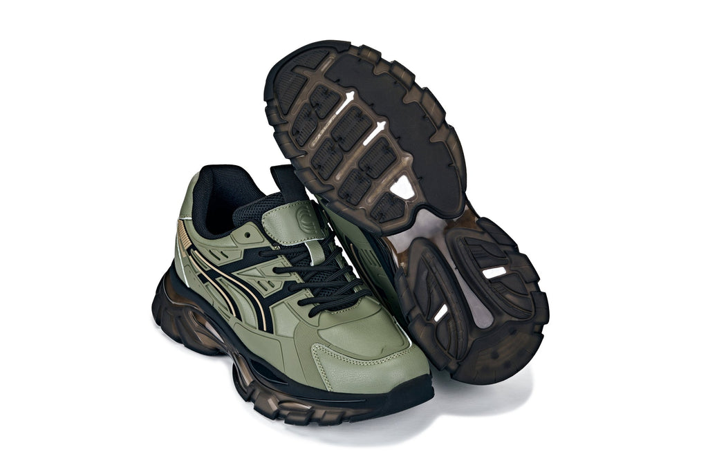 Men's Khaki Green Chunky Sole Sporty Sneakers S5284