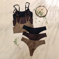 Ice Silk Seamless Wireless Bras And Women Underwear Set