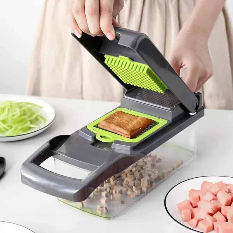 6-in-1 Vegetable Chopper & Mandoline Slicer - Dicer, Julienne, Grater with Container