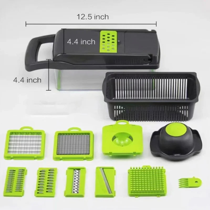6-in-1 Vegetable Chopper & Mandoline Slicer - Dicer, Julienne, Grater with Container