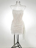 TARUXY See-through Patchwork Corset Dress  Elegant Party Mini Dress