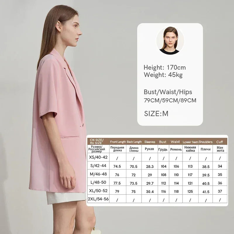Amii Women's Top: Summer One-Button Short-Sleeve Blazer