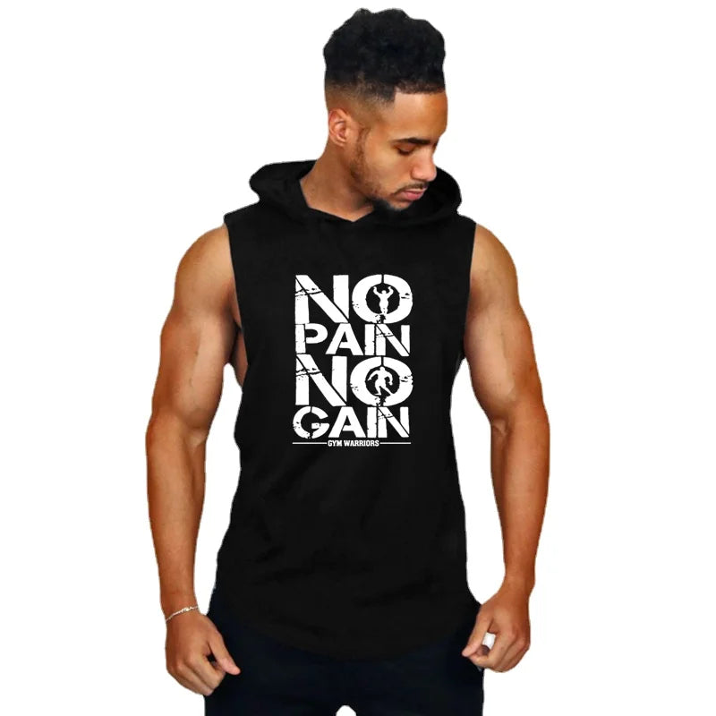 Men's Sleeveless Hooded Gym Tank Top