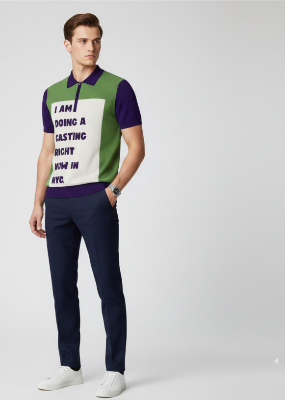 Cashmere Polo - Color Block Design