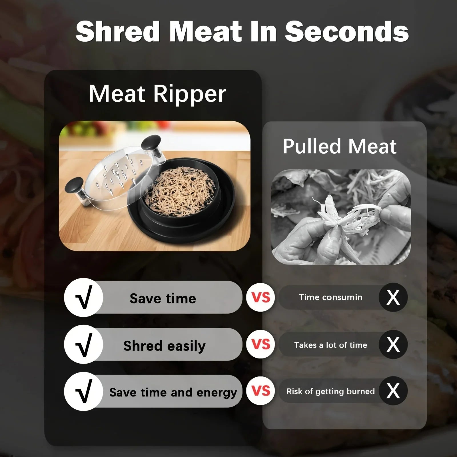 Upgraded Chicken Shredder with Transparent Cover – Large Anti-Slip Rotating Meat and Vegetable Chopper