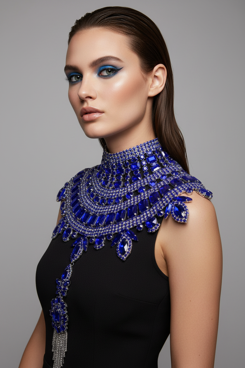 CUIER Super Gorgeous Glass Strass Necklace Crystal SS28 Drag Queen Huge Jewelry for Men Women Tassel Pendant Body Chain Tops