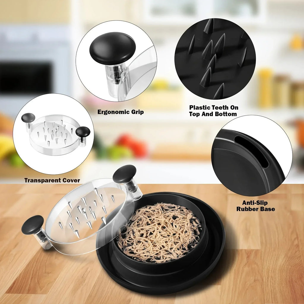 Upgraded Chicken Shredder with Transparent Cover – Large Anti-Slip Rotating Meat and Vegetable Chopper