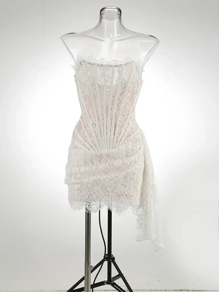 TARUXY See-through Patchwork Corset Dress  Elegant Party Mini Dress