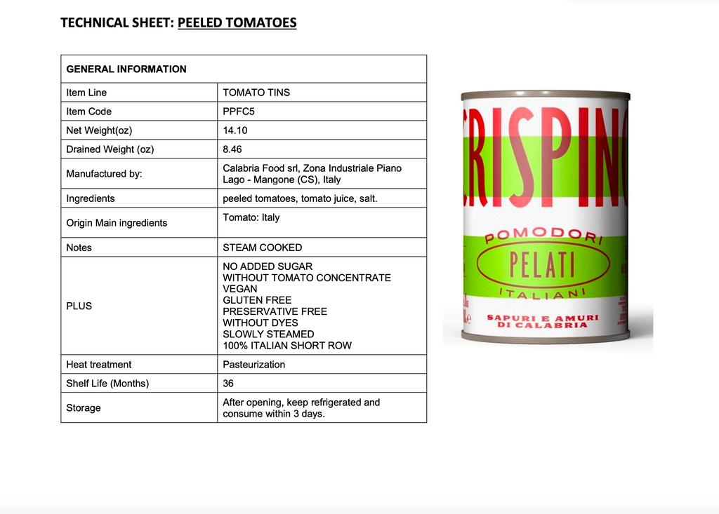 Famiglia Crispino Italian Whole Peeled Tomatoes — Calabrian Grown