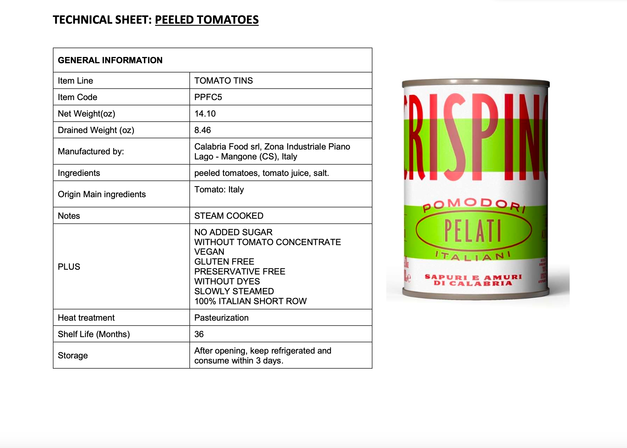 Famiglia Crispino Italian Whole Peeled Tomatoes — Calabrian Grown