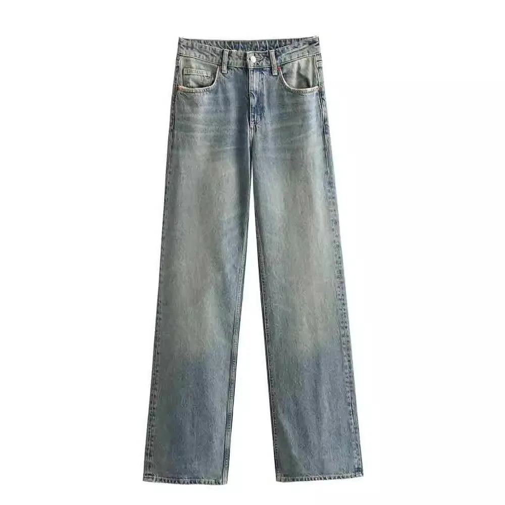 Women's High Waist Straight Leg Jeans