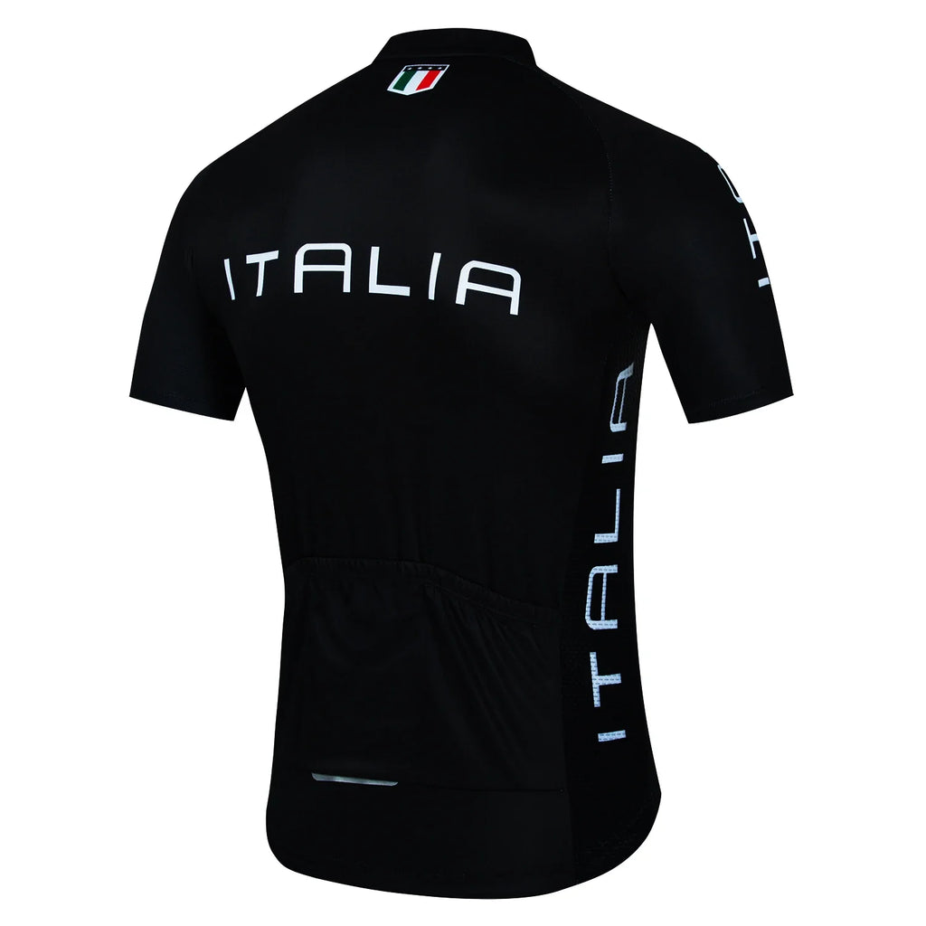 Mens Cycling Jersey Classic Black Cycling Racing Tops Short Sleeve