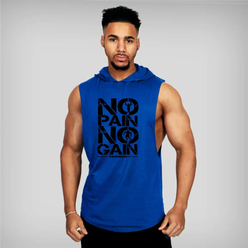Men's Sleeveless Hooded Gym Tank Top
