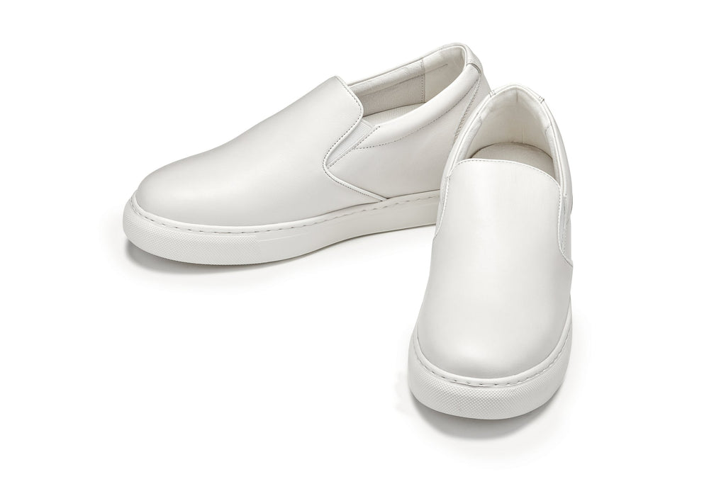 CALTO - T1022 - 2.6 Inches Taller (White) - Lightweight Nappa Leather Loafer